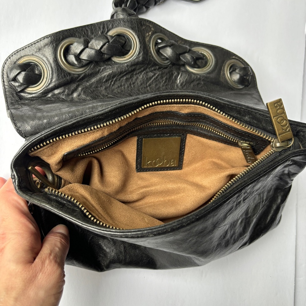 Kooba Black Leather Bag with Gold Chain - Picture 11 of 16